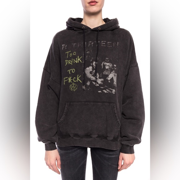 R13 Oversized too drunk Hoodie – Acid Black. Size medium - Picture 2 of 15